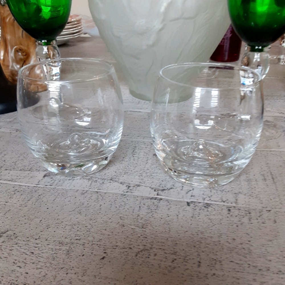 Blown, Clear, Crystal On The Rocks, Nippled Based, Glasses